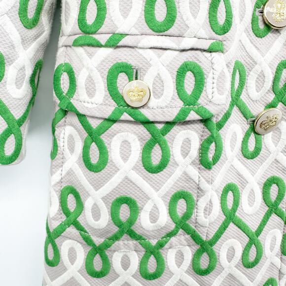 Juicy Couture Vintage Y2K Embroidered Pea Coat in Gray Green White Size Small - Picture 8 of 13